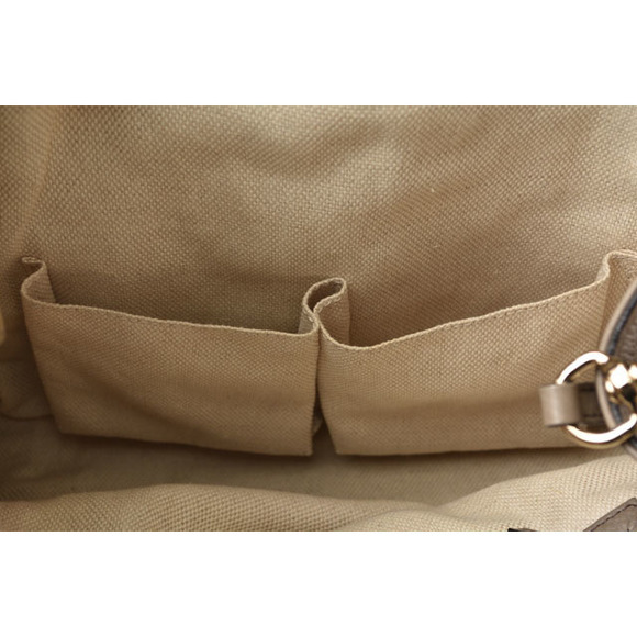 Gucci Soho Interlocking G Tote Shoulder Bag Leather Greige - Picture 12 of 12
